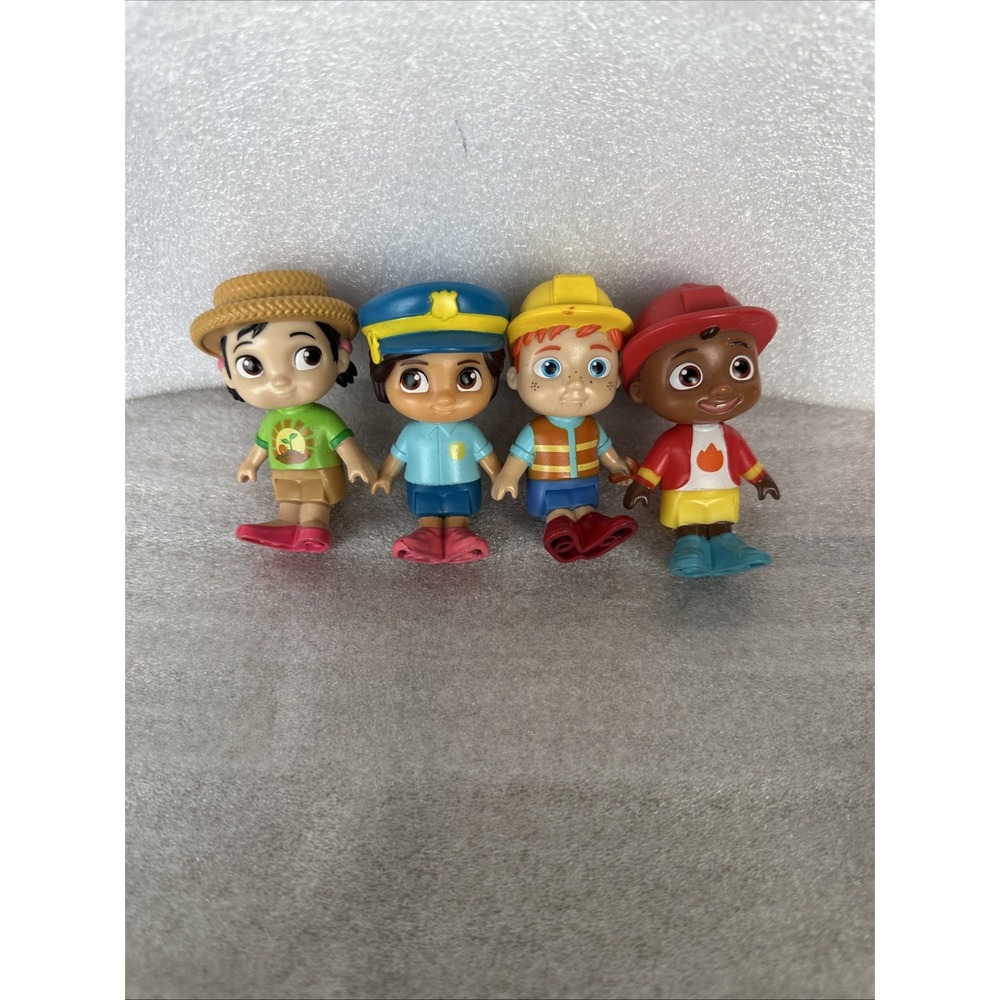 Cocomelon Friends Lot of 4 Police Construction Fire Garden Boy‎ Girl Figures